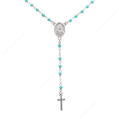 Collana rosario in argento con pietre turchesi