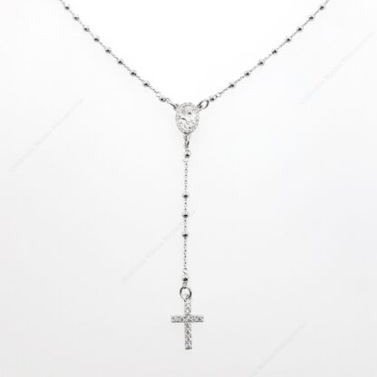 Rosario in argento 925 con zirconi e croce pendente