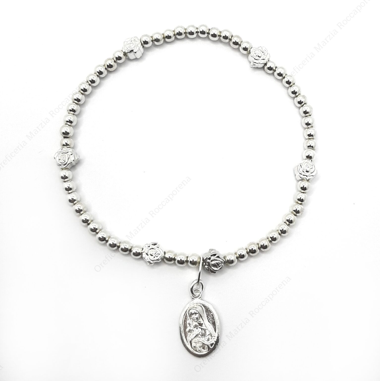 Holyart Bracciale Rosario Santa Rita In Argento 925: Gioiello Di Devozione, Fatto In Italia, Colore Blu