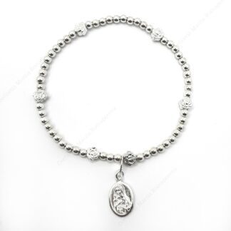 Bracciale rosario elastico in argento