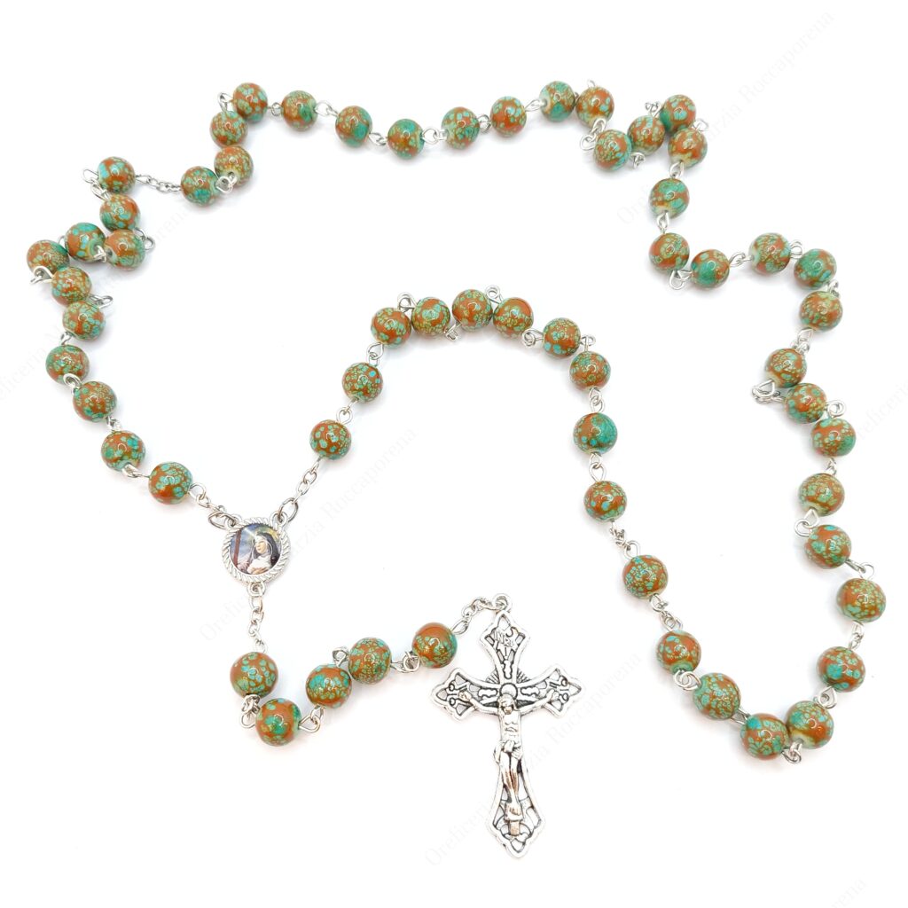 Rosario Cattolico In Cristallo Rosa Con Crocifisso E Medaglia – Lungo 72 Cm, Da Terra Santa, Con Custodia In Velluto