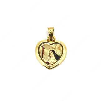 Medaglia di Santa Rita a cuore in oro 750 (18 Kt)